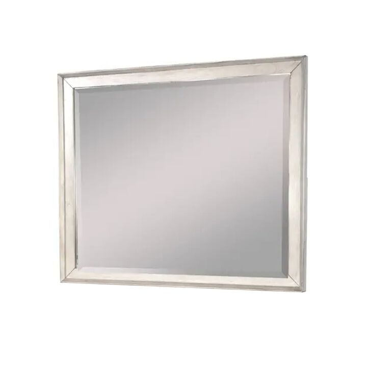 Amy Vanity Dresser Mirror, 36 x 42 Rustic Gray Mahogany Wood Frame