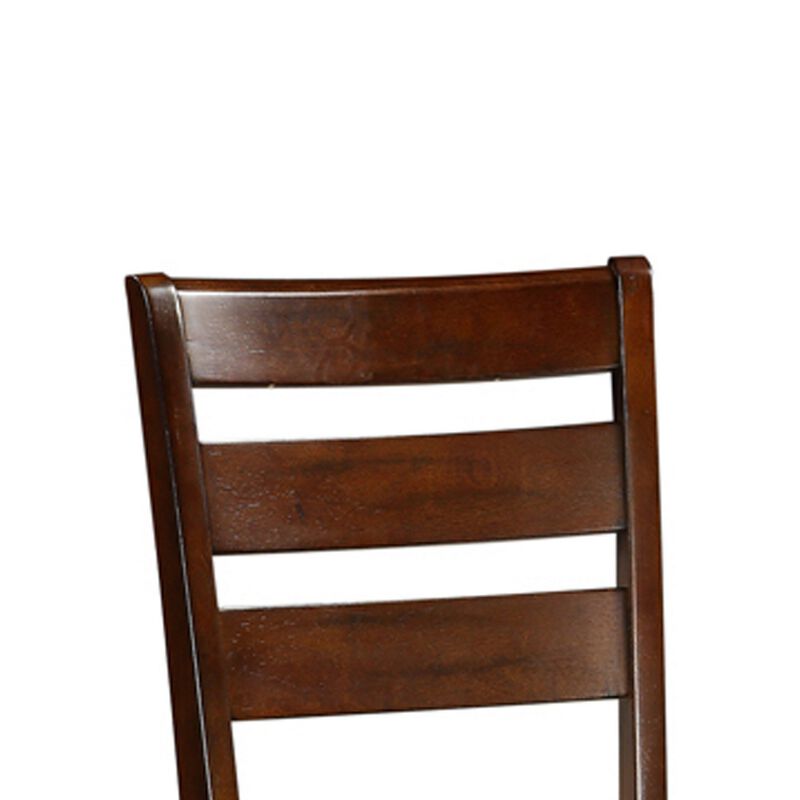 Wooden Counter Height Armless Chair, Walnut brown, Set of 2 - Benzara image number 2