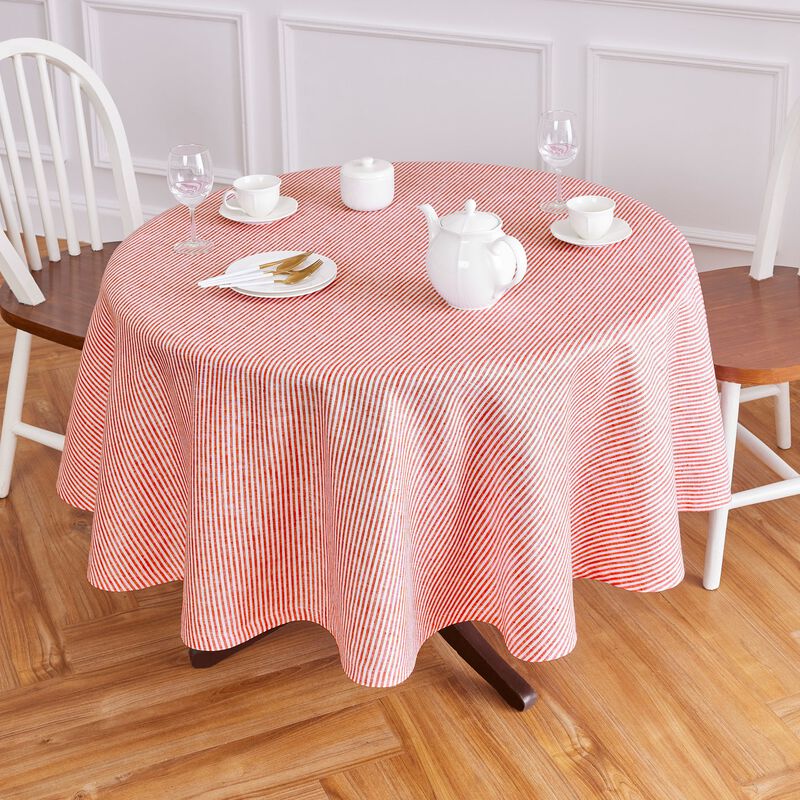 Linen Round Tablecloth - Narrow Stripe