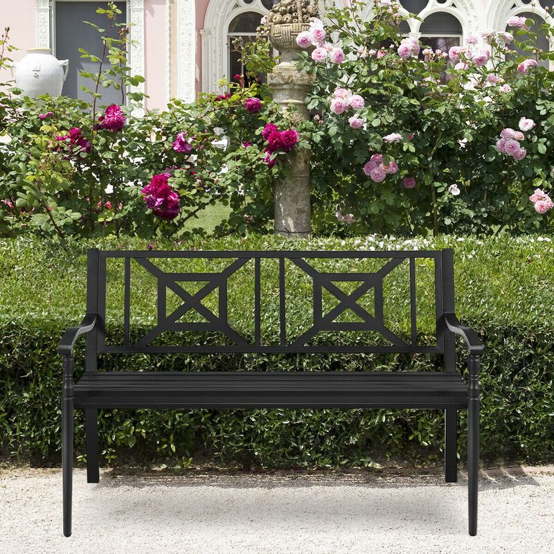 Heavy-Duty Powder-Coated Steel Frame Patio Garden Bench