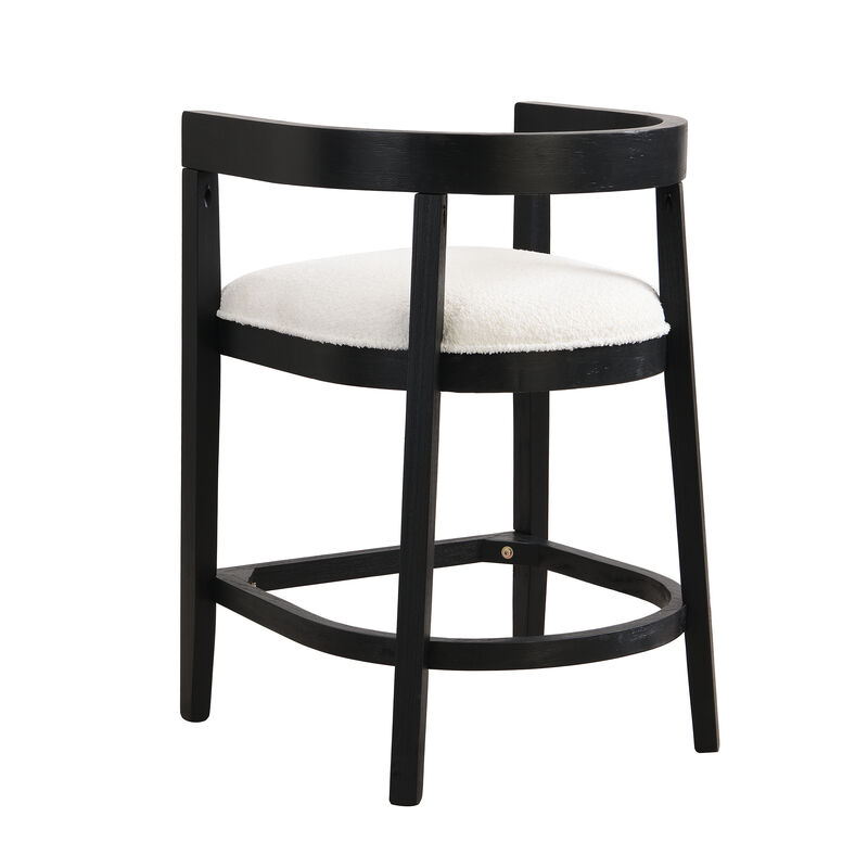 Christopher Knight Home Timel Upholstered 25.25" Rubberwood Counter Stools with Footrest (Set of 2)