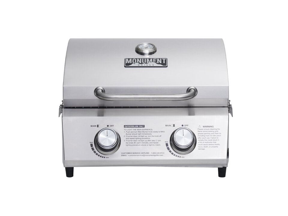 Monument Grills Table Top | 2 Burner Stainless Steel With Solid Lid