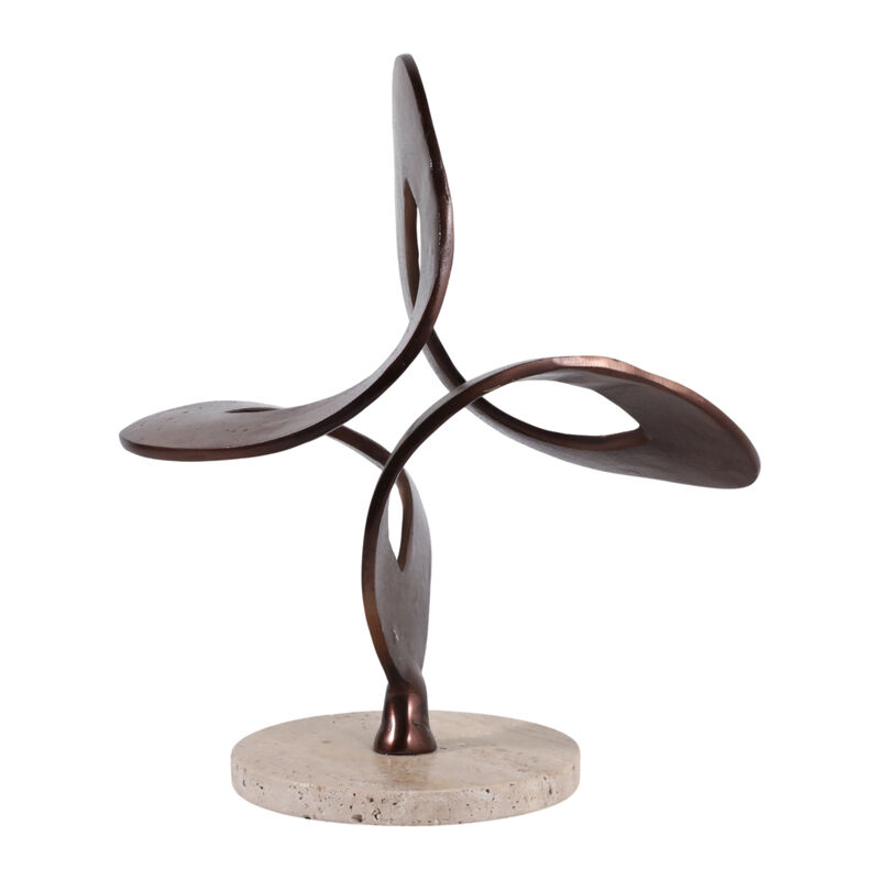 13x11" Swirl Sculpture On Travertine Base, Bronze image number 4