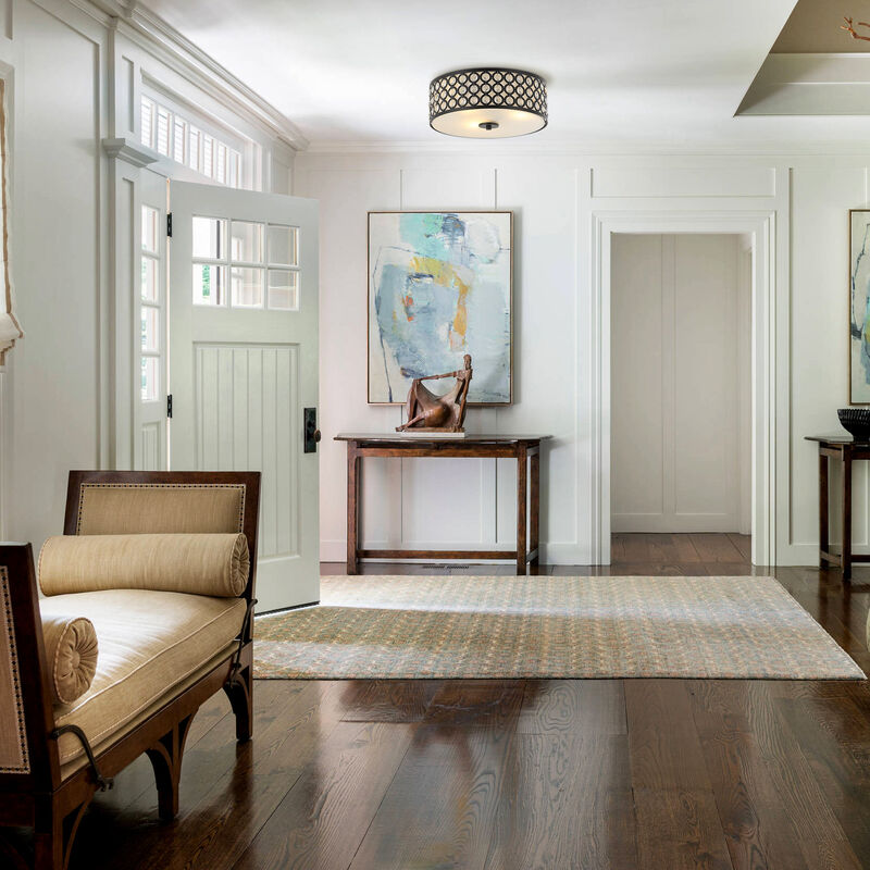 Modern 3-Light Crystal Black Flush Drum Mount Ceiling Light