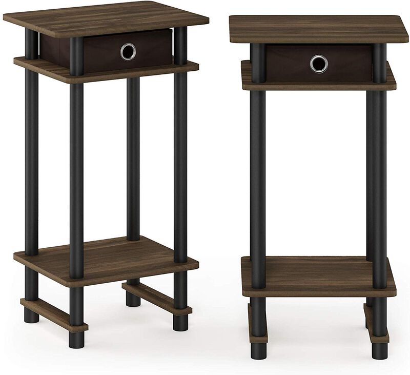Furinno Turn-N-Tube Tall End Table, Columbia Walnut/Black/Dark Brown
