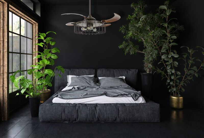 Fanaway Sheridan 48" Retractable Blade Ceiling Fan with Light and Remote, Modern Fandelier Ceiling Fan, Patented Design Technology, Stronger Thicker Blades image number 1