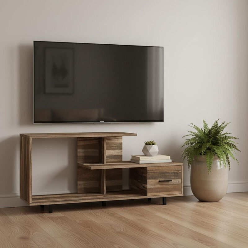 HomeRoots 47" Brown Cabinet Enclosed Storage TV Stand image number 1