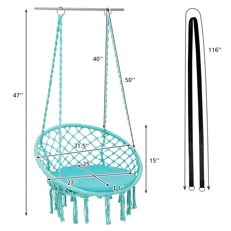 Outdoor Hammock Swing Chair with Cushion and Hanging Kit for Comfort image number 2