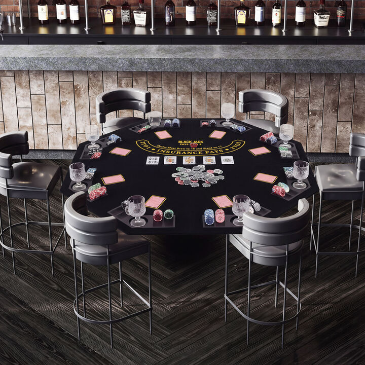 Portable 8 Player Poker Table Top with Built In Cup Holders and Chip Trays