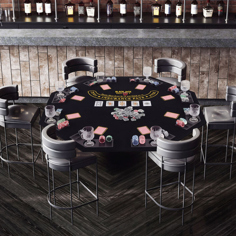 Portable 8 Player Poker Table Top with Built In Cup Holders and Chip Trays image number 1
