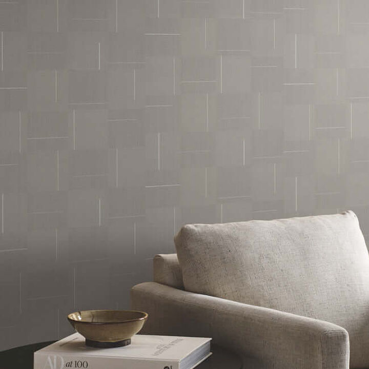 Geo Block Weave Taupe Wallpaper