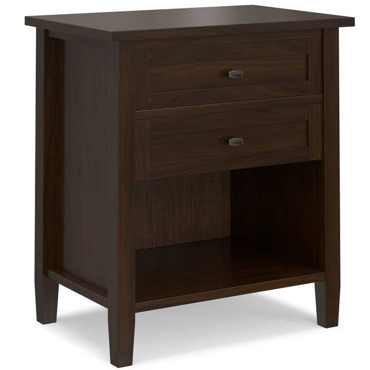 Simpli Home Warm Shaker Bedside Table