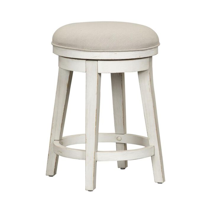 Liberty Furniture Modern Farmhouse Console Swivel Stool in Flea Market White w/ Heavy Distressing