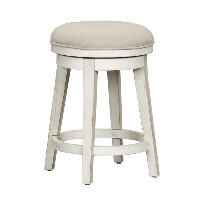 Liberty Furniture Modern Farmhouse Console Swivel Stool in Flea Market White w/ Heavy Distressing image number 1