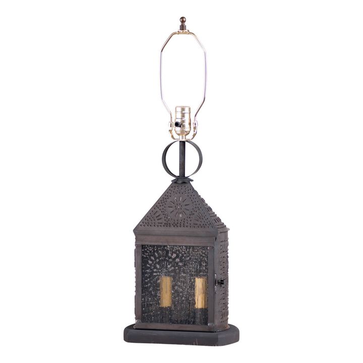 Irvins Country Tinware Harbor Lamp Base With Chisel In Kettle Black