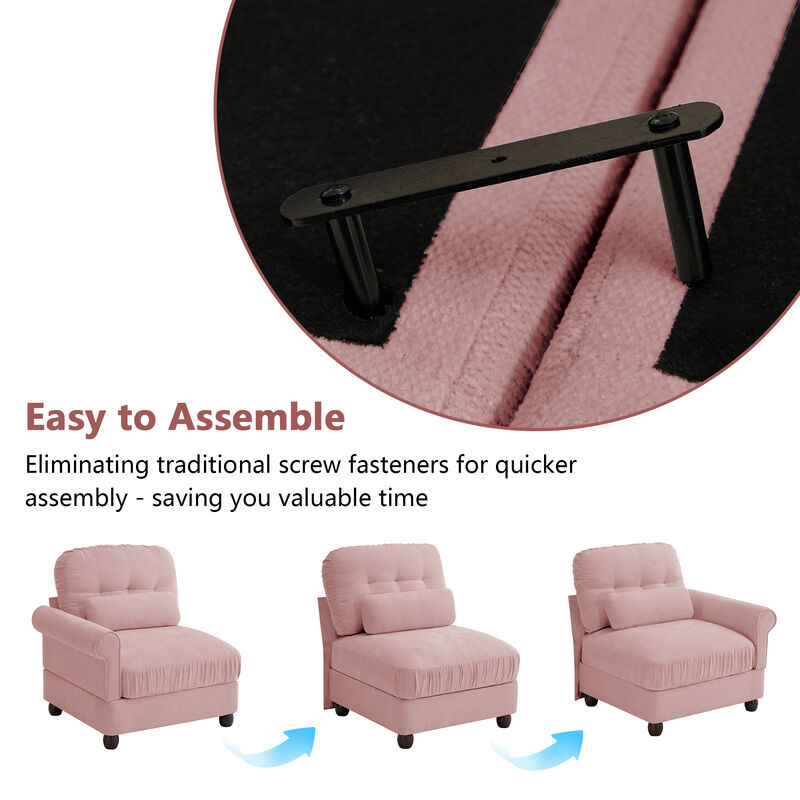 Juspep Mid Century Modern Chenille 3‑Seater Modular Sofa image number 7