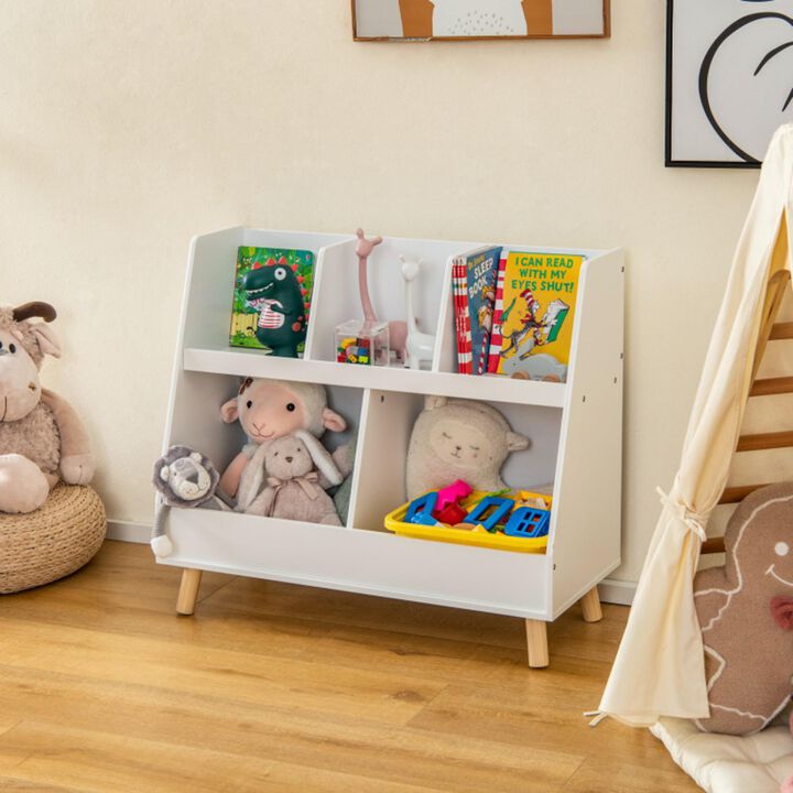 Hivvago 5-Cube Kids Bookshelf and Toy Organizer with Anti-Tipping Kits-White