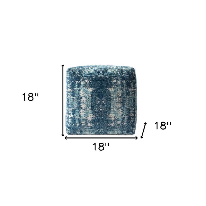 Hivvago 18 Inch Blue Abstract Pouf Ottoman