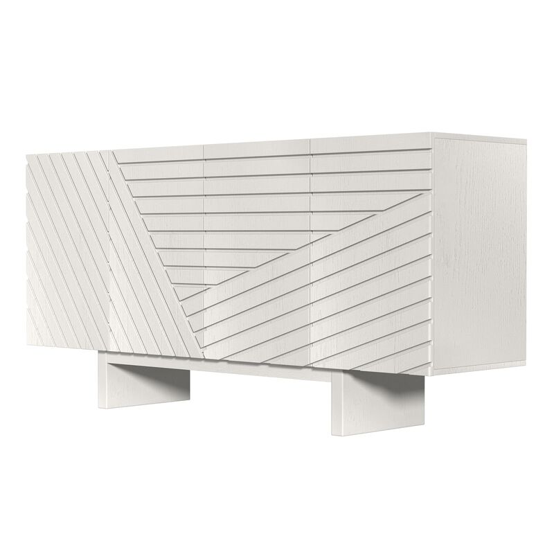 Clihome 63"Sideboard Buffet Cabinet with Adjustable Shelf,Brown Line