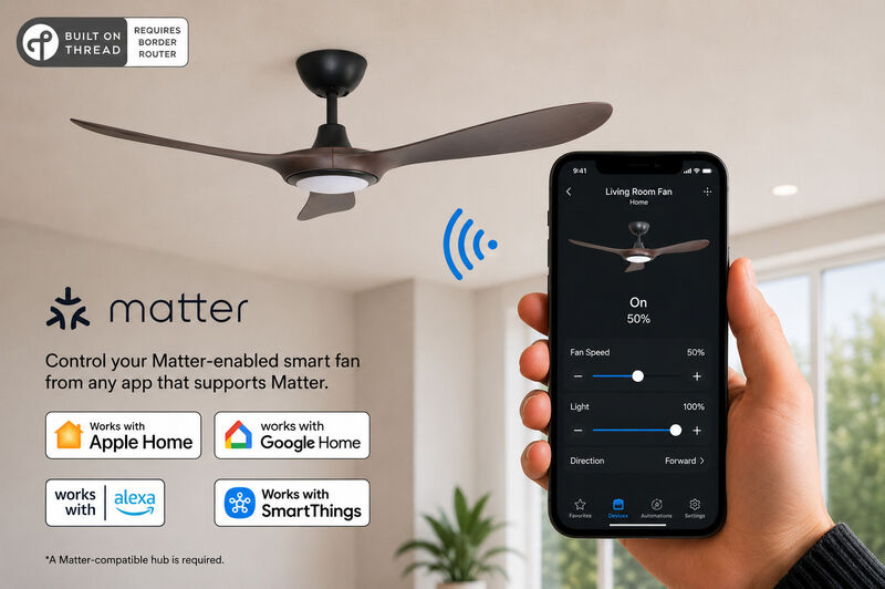ENLIGHT 56" Smart DC Ceiling Fan with Light, IP66 Outdoor/Coastal Rated, Matter Smart Home Integration, 3 Blades image number 2