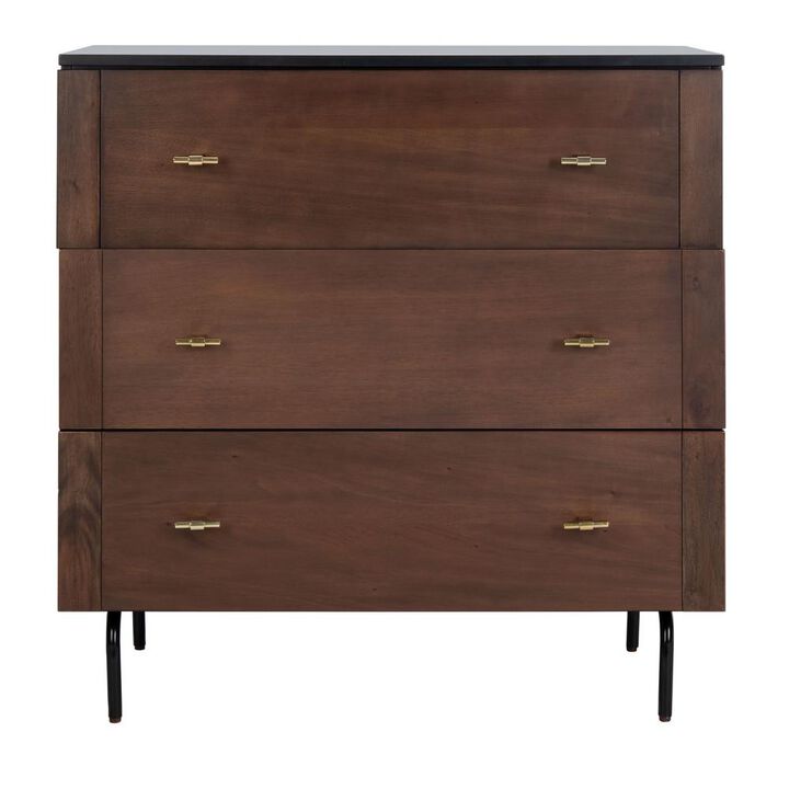Safavieh Genevieve 3 Drawer Dresser, Black/Walnut