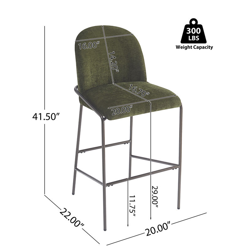 Christopher Knight Home Daphene Contemporary Metal Upholstered Barstools (Set of 2) image number 2