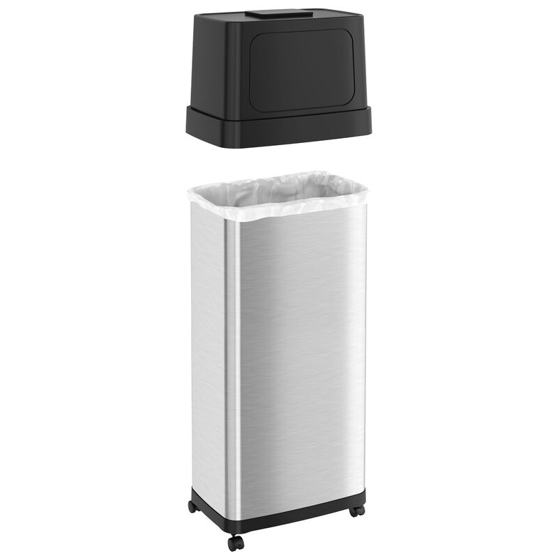 iTouchless 24 Gallon / 91 Liter Dual Push Door Trash Can with Wheels