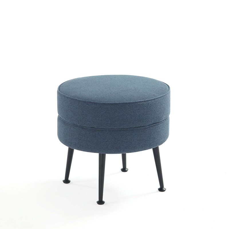 Bailey Blue and Black Ottoman