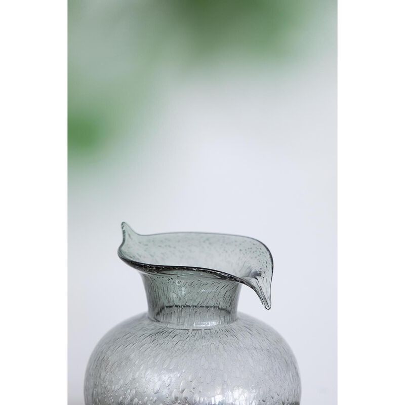 HomeRoots 10" Light Gray Bubble Glass Round Table Vase image number 3