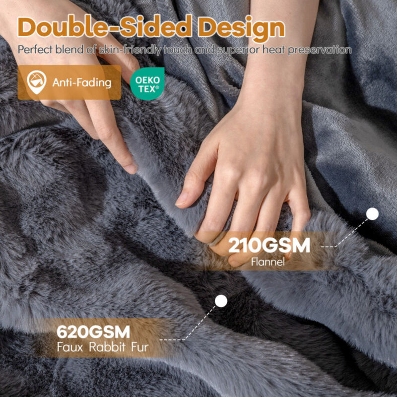 Fuzzy Plush Rabbit Fur Bubble Throw Blanket image number 6