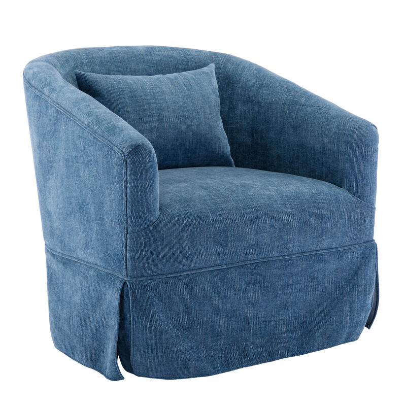 360-degree Swivel Accent Armchair Linen Blend Blue image number 8