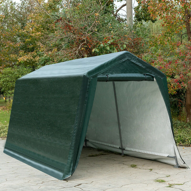 Outdoor Carport Shelter with Sidewalls and Waterproof Ripstop Canopy