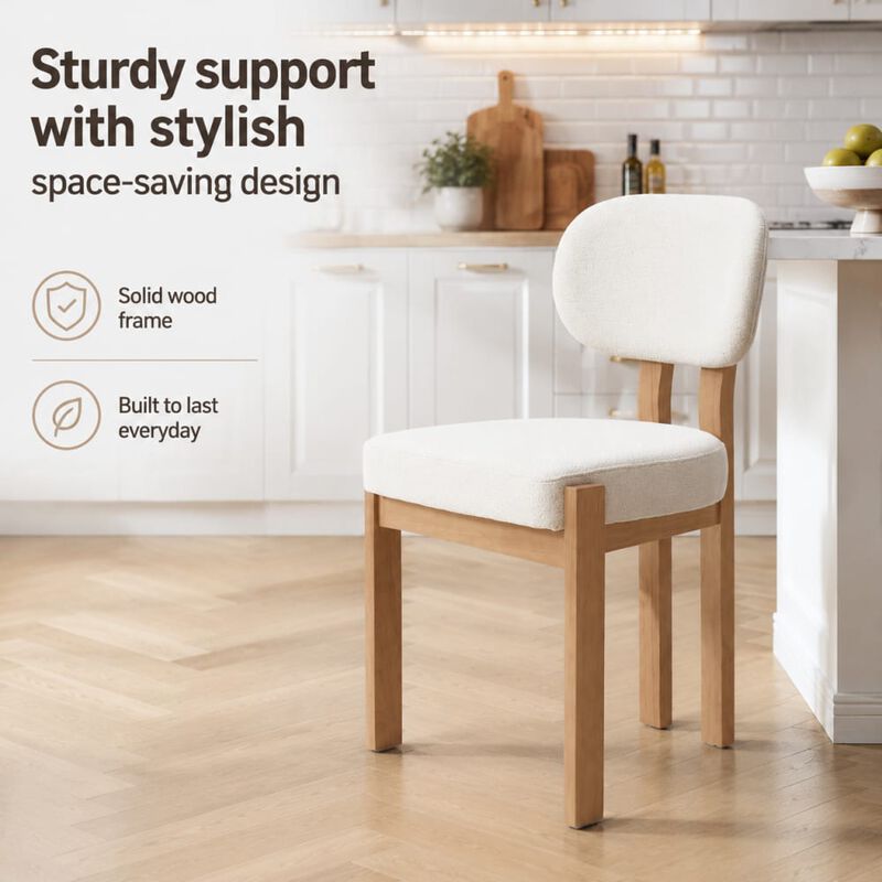 GOODSILO Mid-Century Modern Upholstered Wooden Dining Chairs Set of 2, Sturdy Space-Saving Seating for Kitchen and Dining Room Small Spaces image number 4