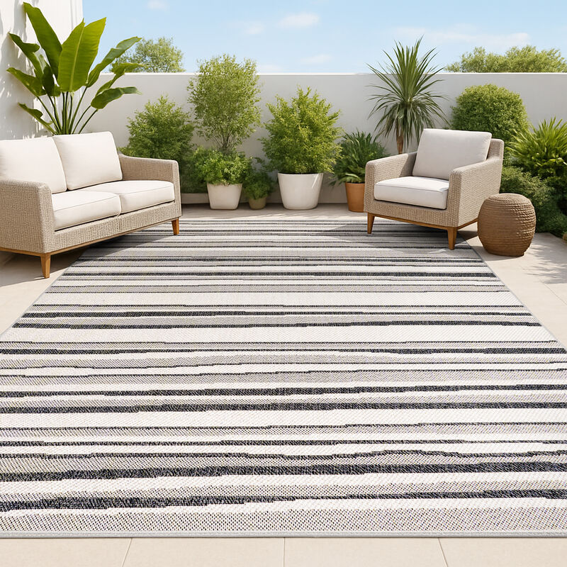Castara Wavy Stripe Modern Indoor/Outdoor Area Rug