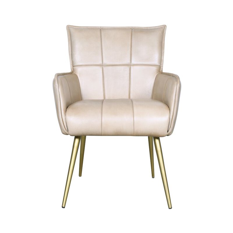 World Interiors Thorpe Surrey Armchair in in Antique Ivory Leather and Gold Legs image number 0