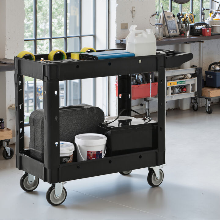 ELEMENT ACE Heavy Duty Two-Shelf Rolling Utility Cart with Locking Wheels, 600 lbs Capacity Service Cart for Garage, Warehouse, Workshop, Indoor and Outdoor Use