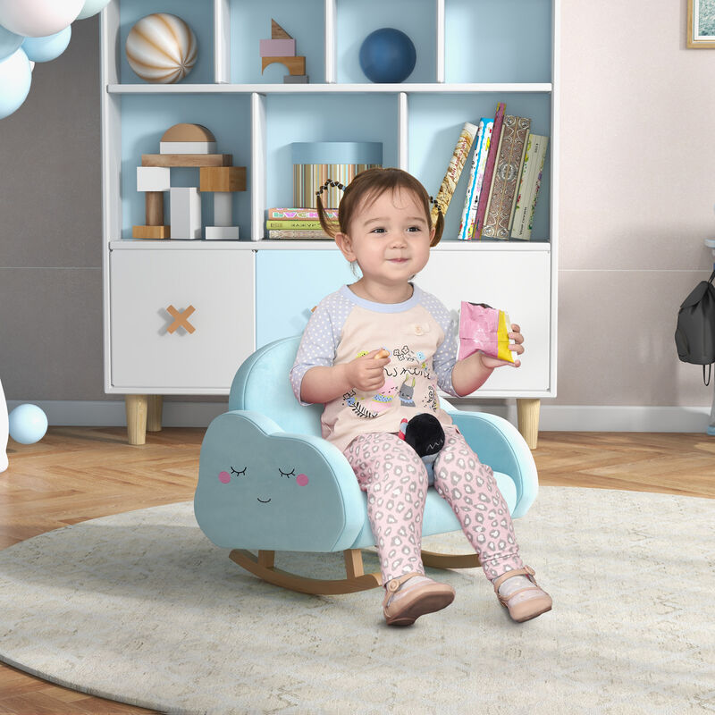 Qaba Rocker Armchair for Nursery Playroom Preschool for 1.5-5 Years, Blue