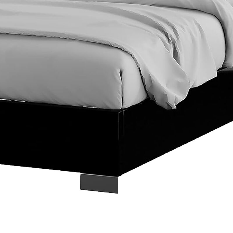 Queen Bedroom Set, Black, Chrome Wood, 3 Piece Set with 2 Nightstands image number 4