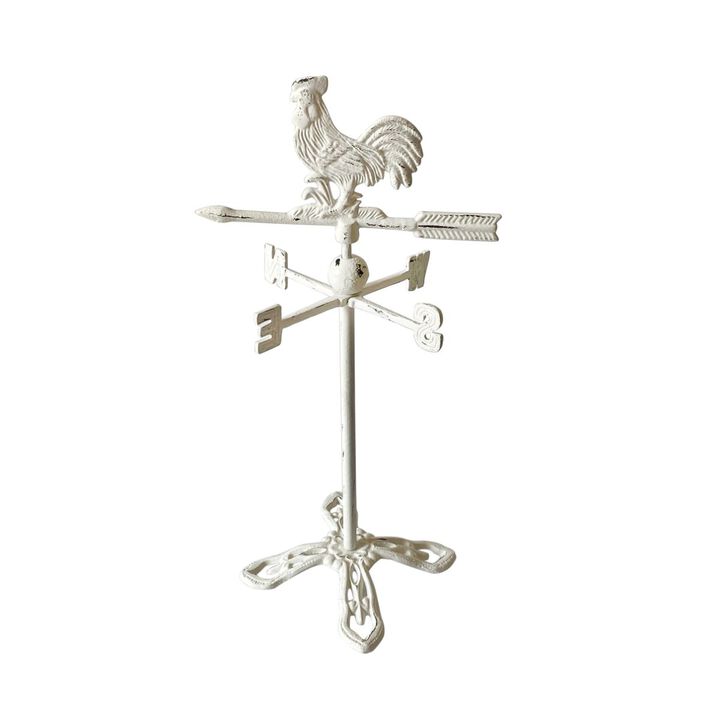 20.25" Antique White Contemporary Rooster Weather Vane