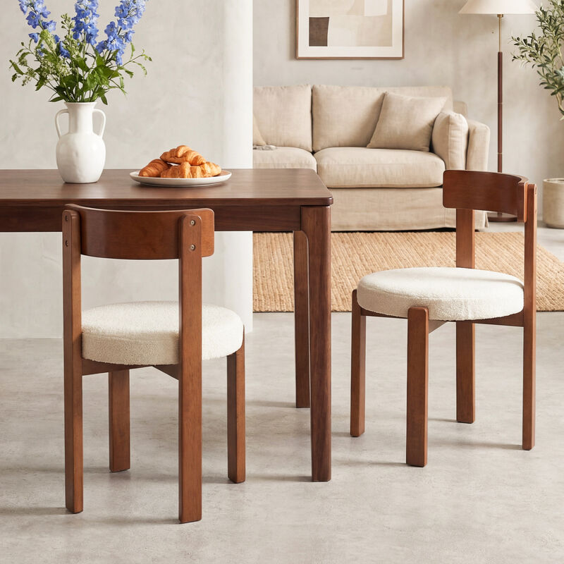 Set of 4 Modern Dining Chairs with Solid Rubber Wood Legs image number 3
