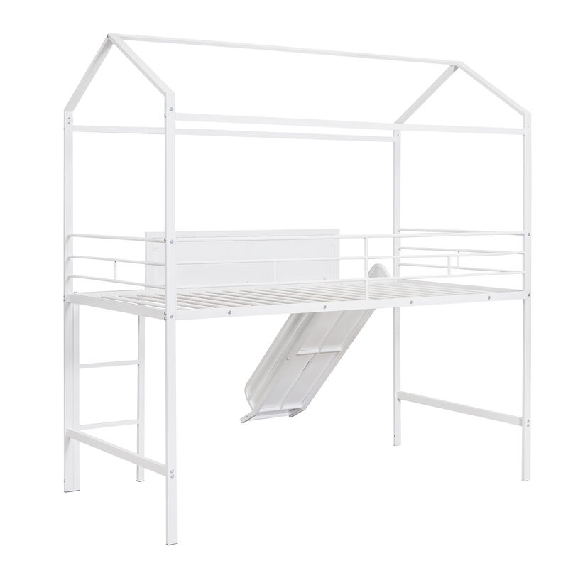 Merax Metal House Bed Loft Bed with Slide image number 5