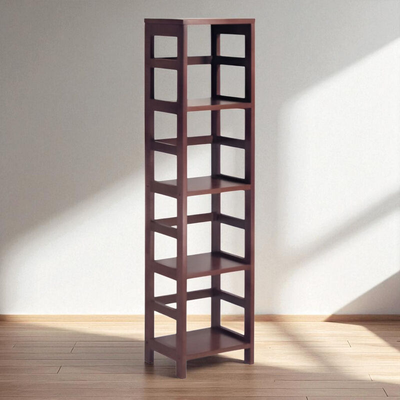 4-Shelf Narrow Bookcase Tower, Slim Storage Shelf Unit for Small Spaces
