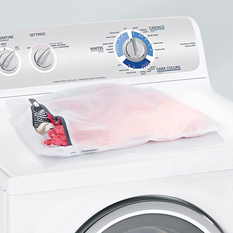 mDesign Laundry Mesh Fabric Wash Bag, Zipper Closure image number 3