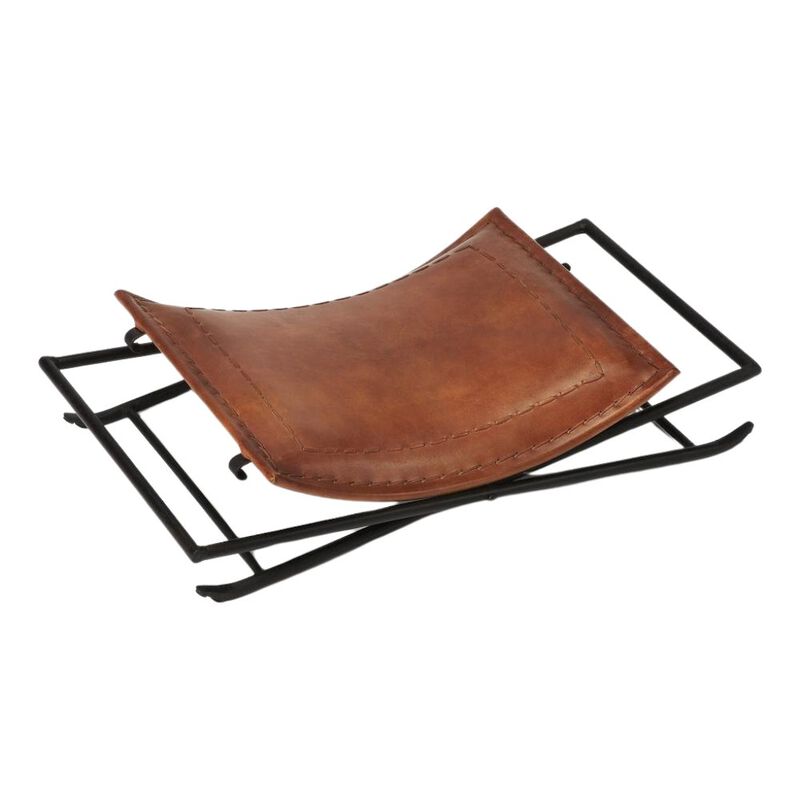 Starlight Canyon Home Brown Leather Vanity Stool &ndash; Small Sitting Stool for Bedroom or Entryway image number 5