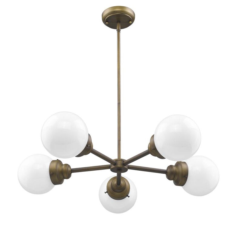Hivvago Bronze Five Light Metal Dimmable Chandelier With White Shades