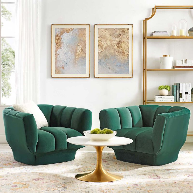 Entertain Vertical Channel Tufted Performance Velvet Armchair Set of 2 image number 3