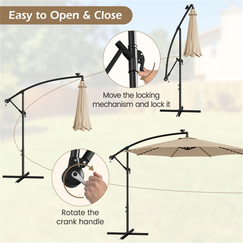 Outdoor Umbrella with Built-in LED Lights for Evening Use