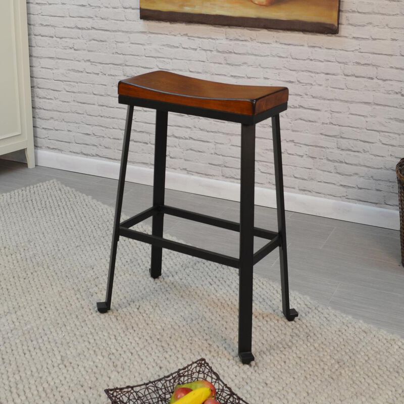 Carolina Living Thea 30 Saddle Seat Barstool - Chestnut/Black