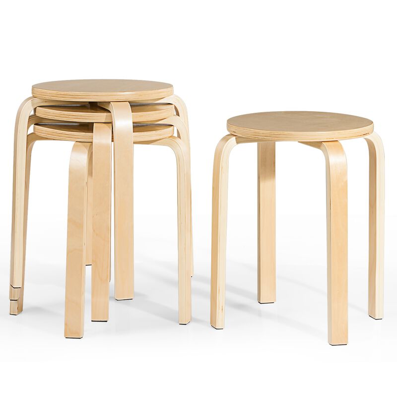 Set of 4 18 Inch Stackable Bentwood Dining Chairs with Round Top