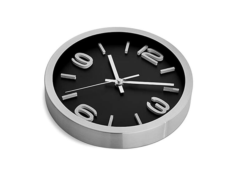 Black Silver Metal Elegant Wall Clock 10 Inch Silent Non Ticking Easy Read image number 3
